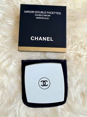White/Black ‘CC’ Chanel Miroir Double  Facettes Mirror Duo. NIB Mirrors SEALED